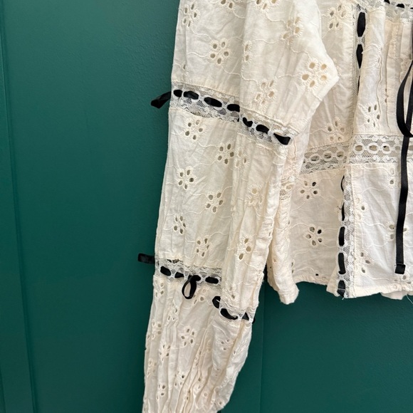 Urban Outfitters Kimchi Blue Selia Eyelet Square Neck Long Sleeve Blouse - Picture 9 of 12